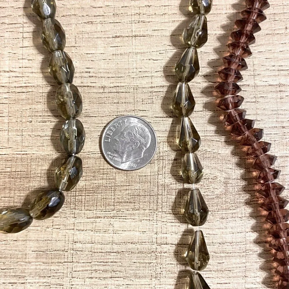 Bead Gallery Faceted Glass Beads Fire Polished Gray Purple Oval Drop Faceted Lot